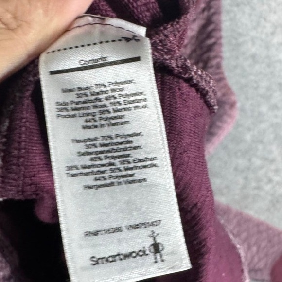 Smartwool Womens Merino Wool Quilted Half Zip Hoodie Burgundy Small - Picture 6 of 10